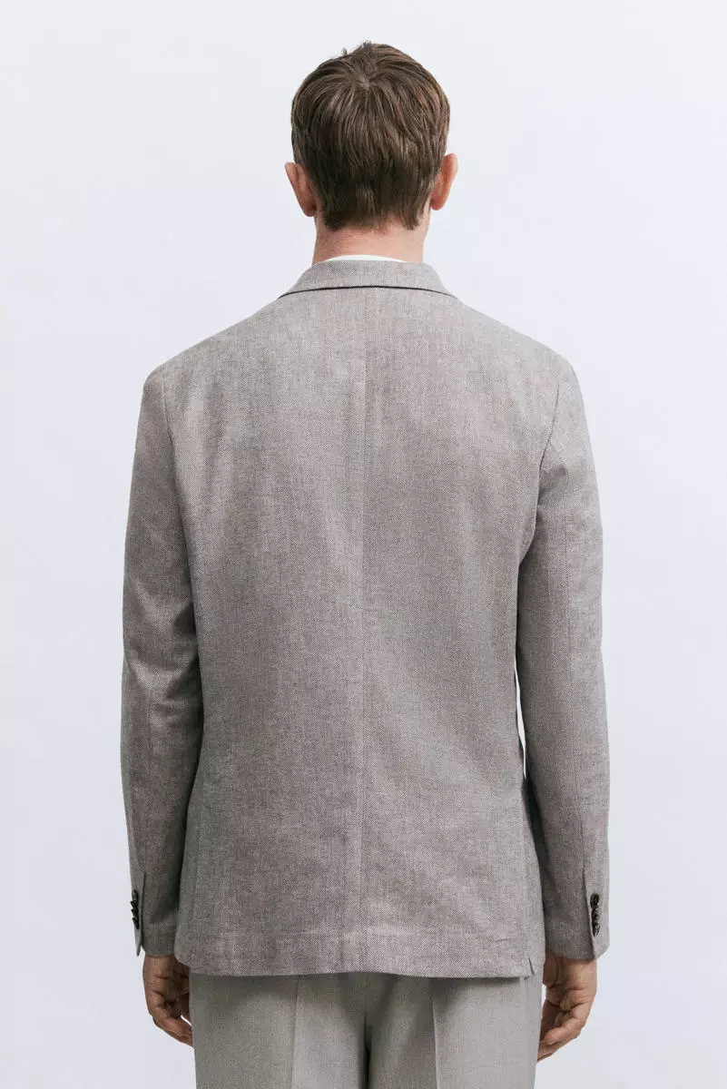 Relaxed Fit Double-breasted linen-blend jacket