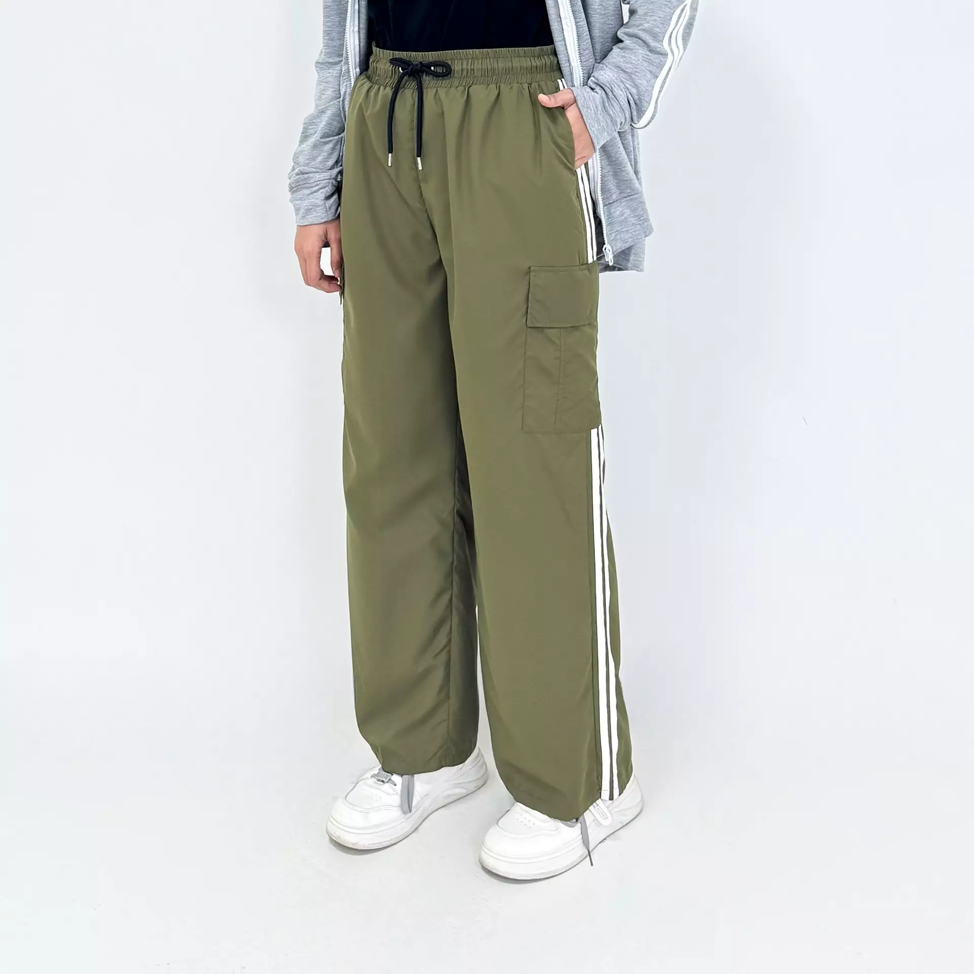 Set Sporty Jacket Manda GREY ARMY Setelan Baju Olahraga