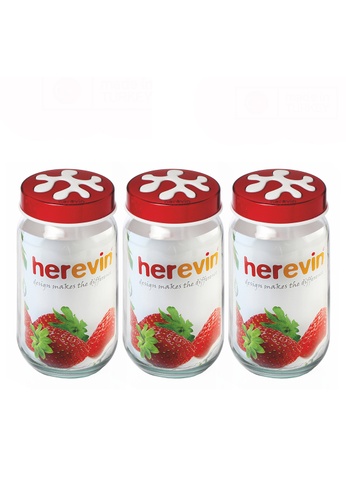 Herevin Herevin 3 Pcs 1000ML Canister Set / Storage Container Set / Jar Set / Kitchen Organizers / Balang Kaca - Green / Purple / Red C6C20HL1EA3A92GS_1