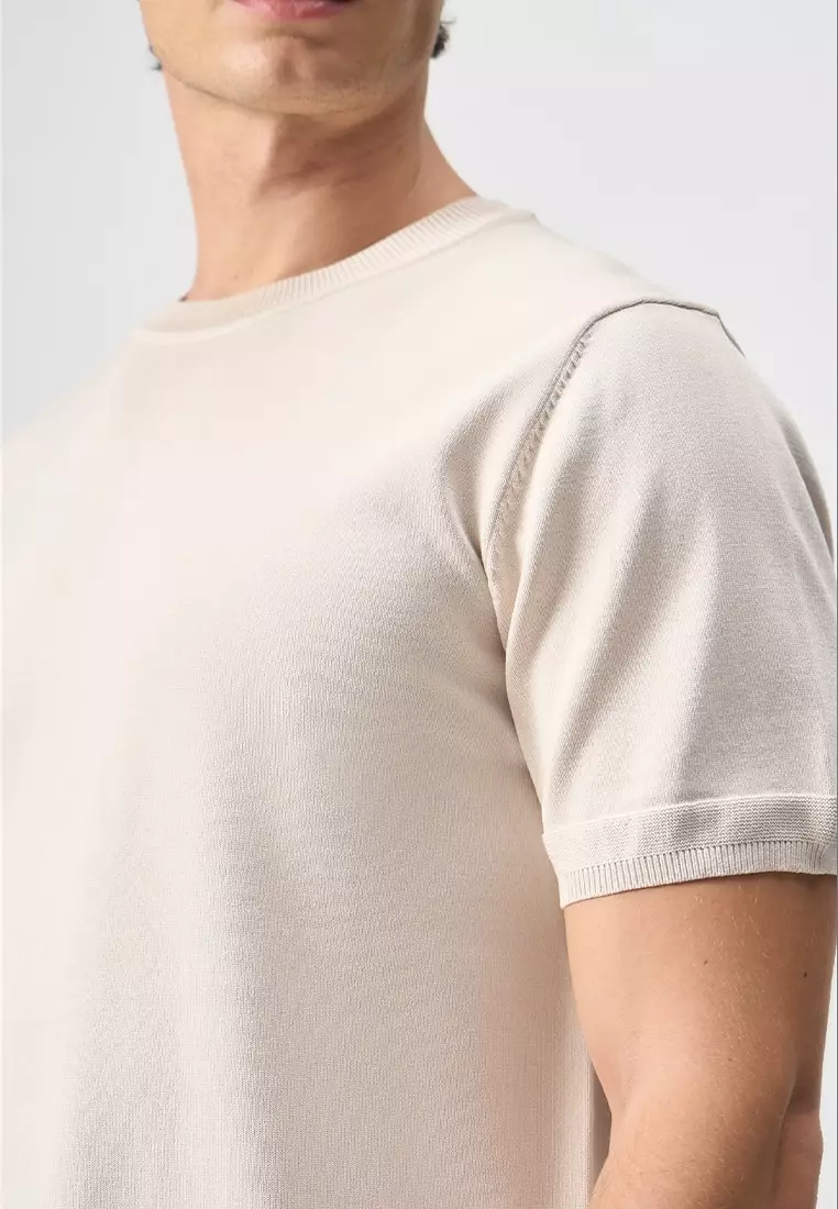 Flat Knit T-Shirt with Hem Detail