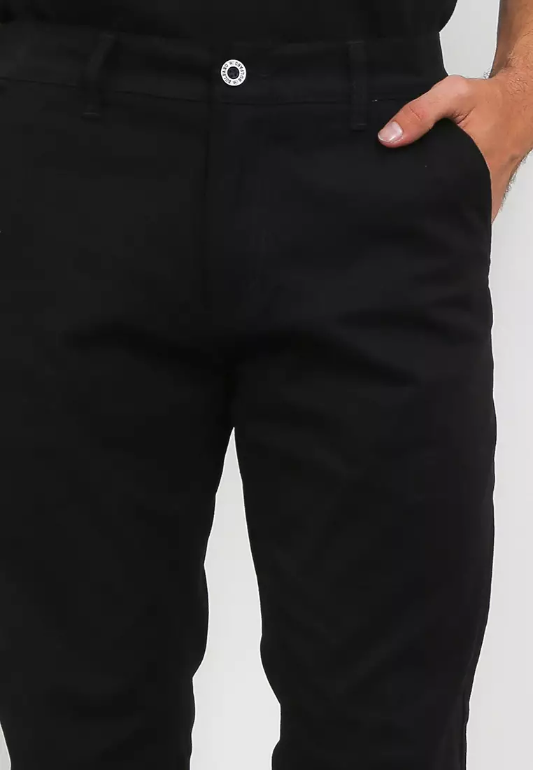 Celana Chino Pants Cotton Twill Stretch - Black