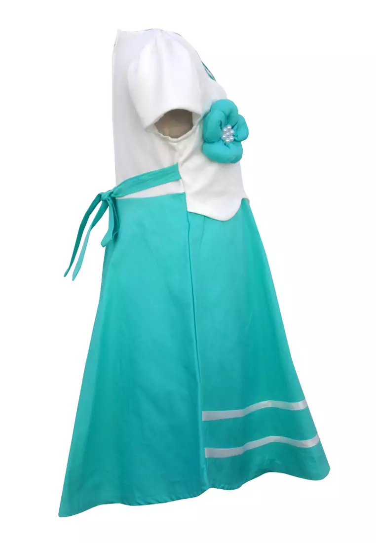 Two Mix Dress Anak Perempuan Bahan Kaos Scuba Motif Awan Lucu GRATIS Tas Lucu 4132