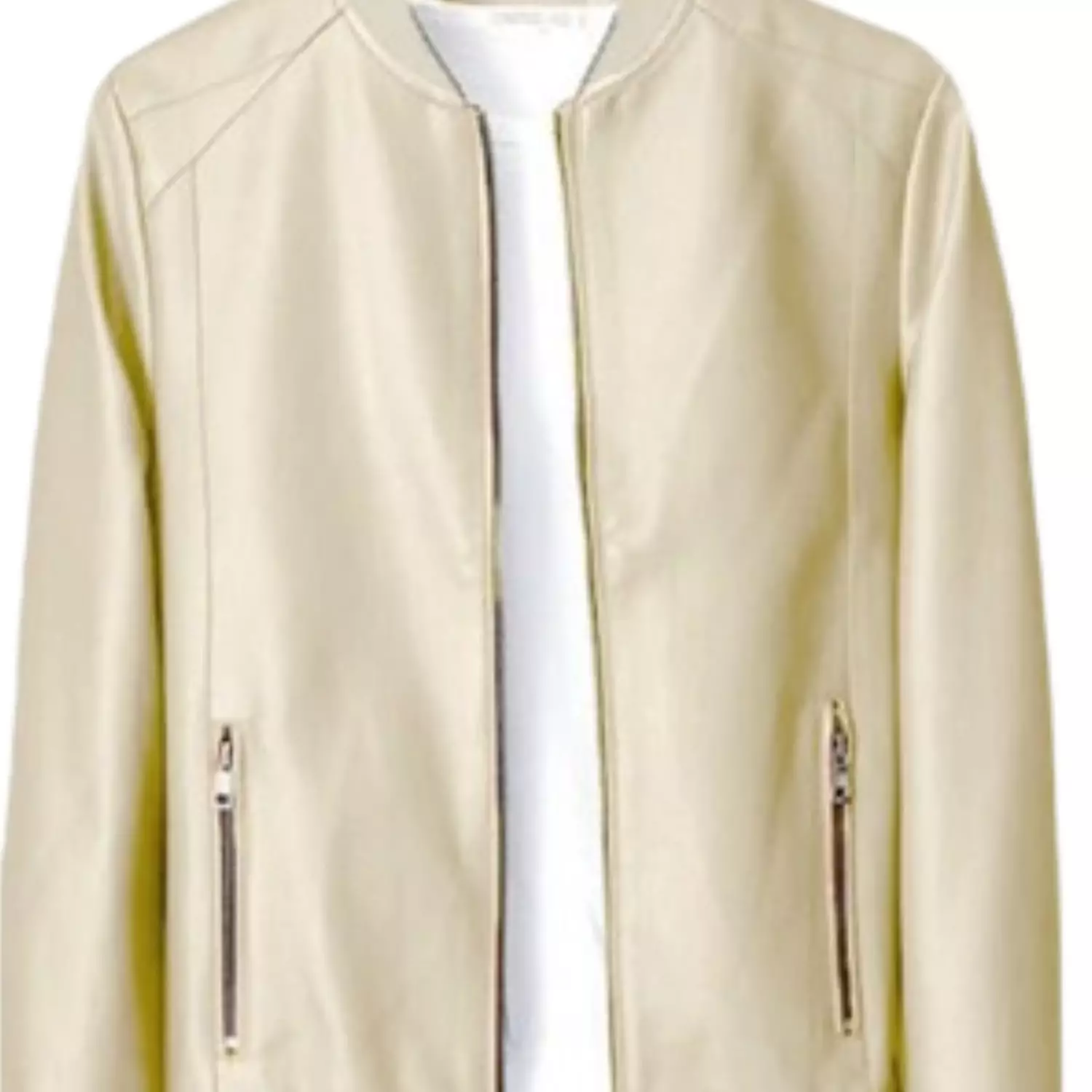 Jaket Kombinasi Kulit Sintetis A166 KREM