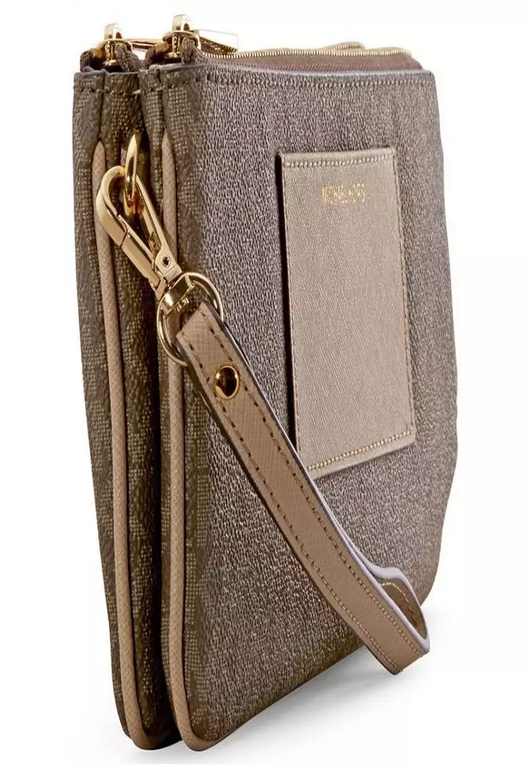 Michael Kors Michael Kors Large Bedford Logo Wristlet Mocha