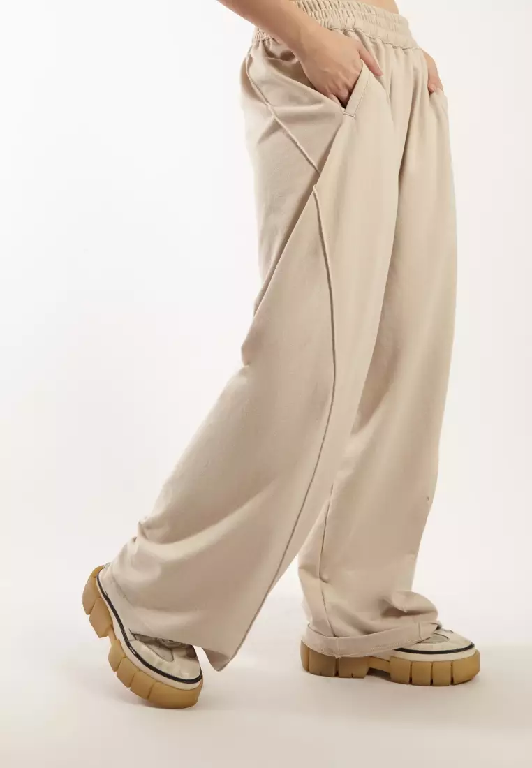 VEDECI X OCWA KENDRICK FLARE TRACK PANTS BEIGE CREAM