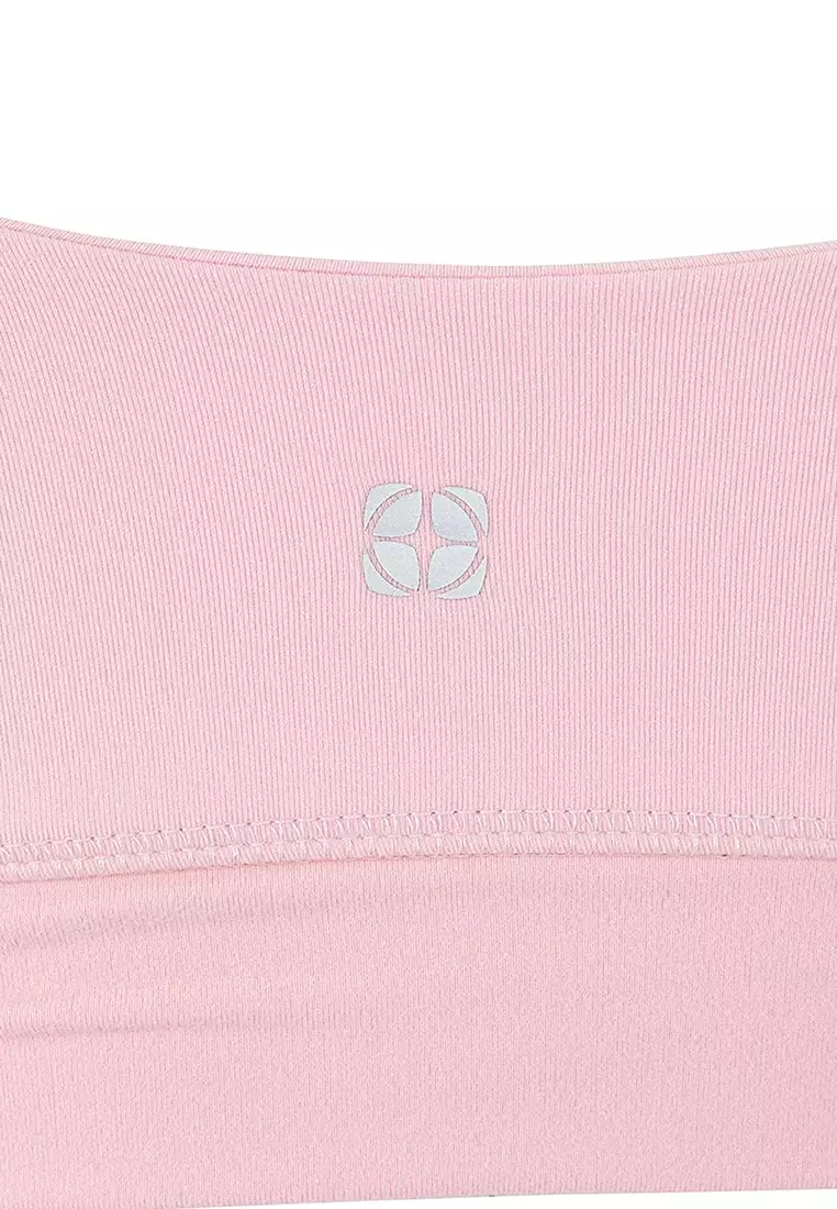Pink Brushed Soft Fabric Support/Shaping Printed Knitted Sports Bra Thmss24Ss00008
