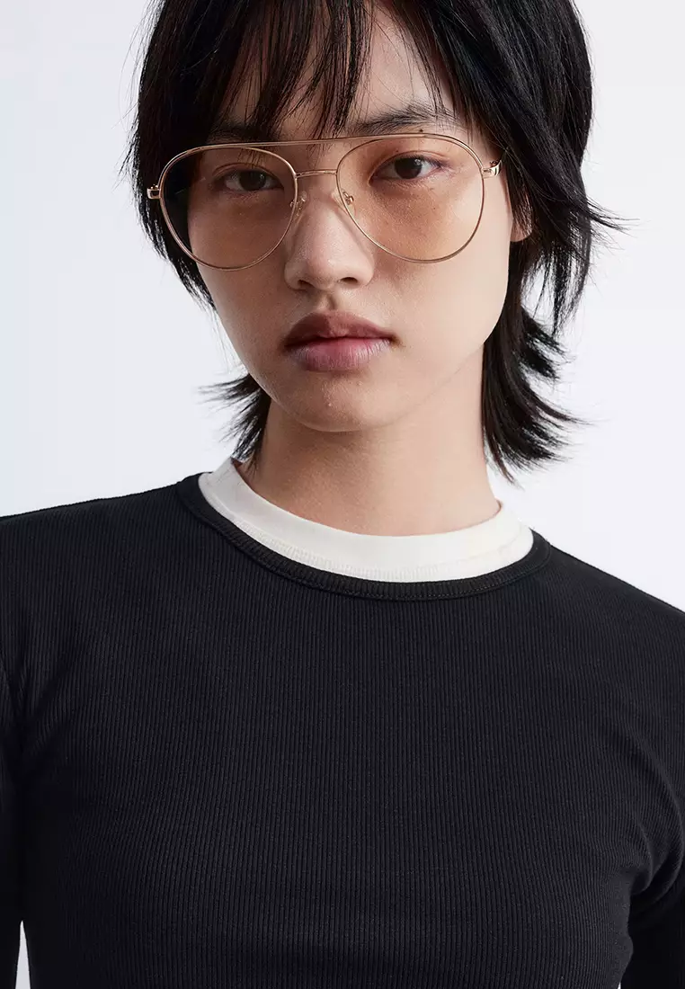 Ribbed Long-Sleeves Top