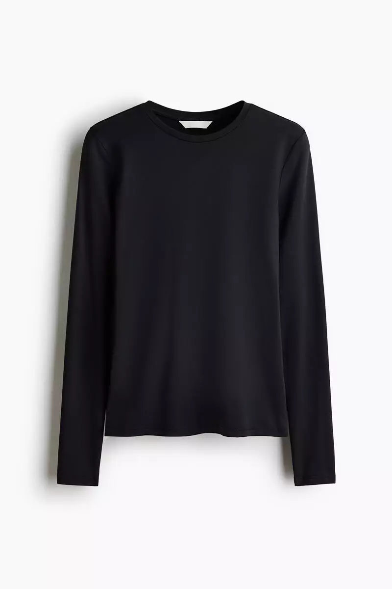 Long-sleeved microfibre top