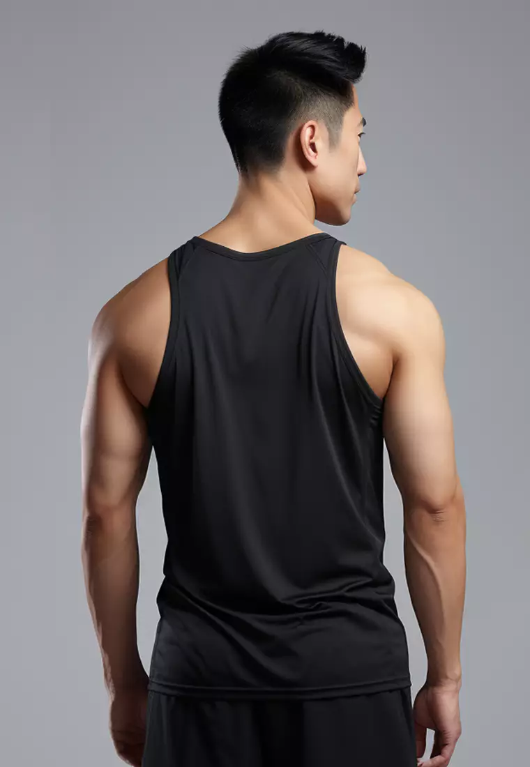 MSA64 kaos running pria stretch anti bau "td stepfans" hitam