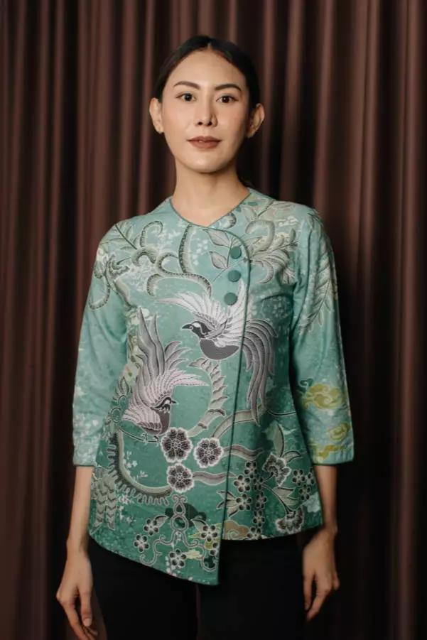 Namora Sage Green Blouse Batik Wanita Digital Print