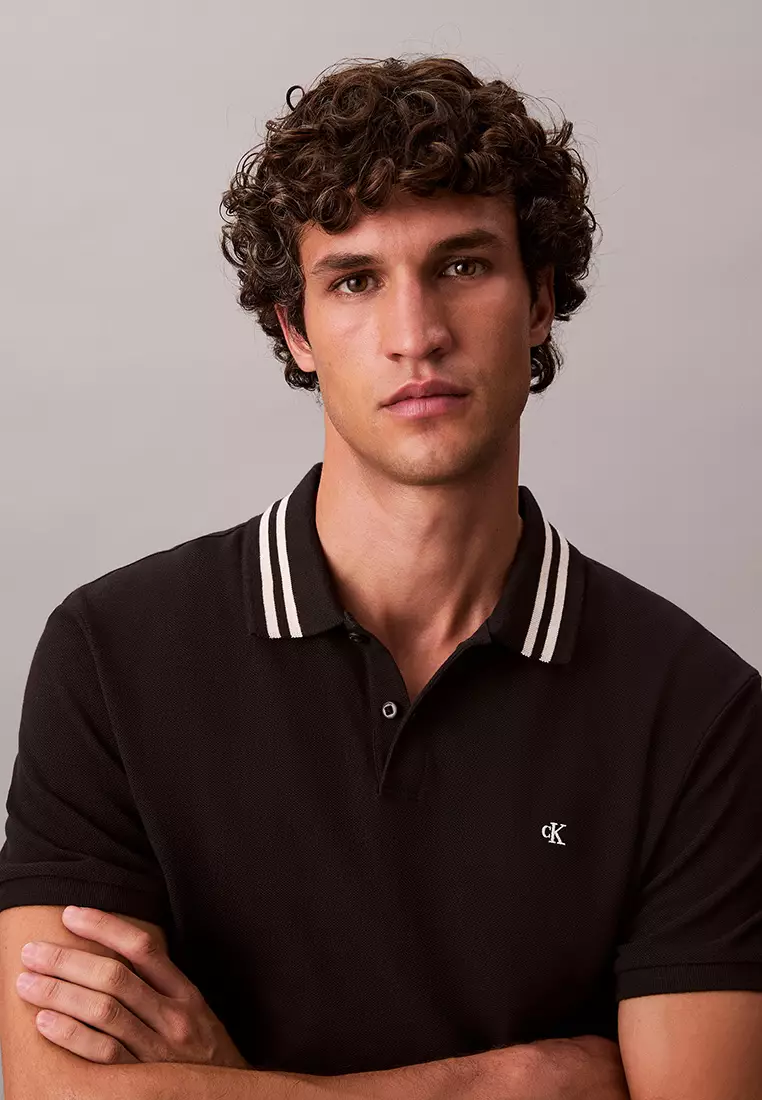 Monogram 商標珠地布恤衫領經典POLO恤 - Calvin Klein Jeans
