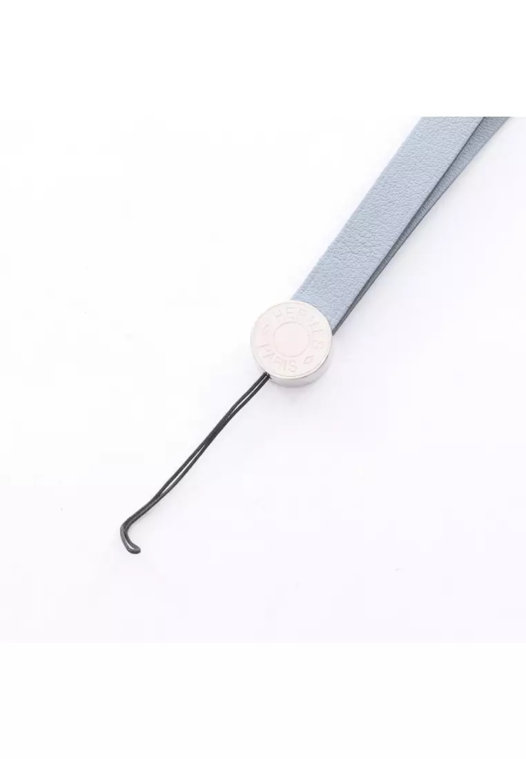 Pre-Loved Hermès Ipso strap accessory leather Blue gray silver hardware B stamp