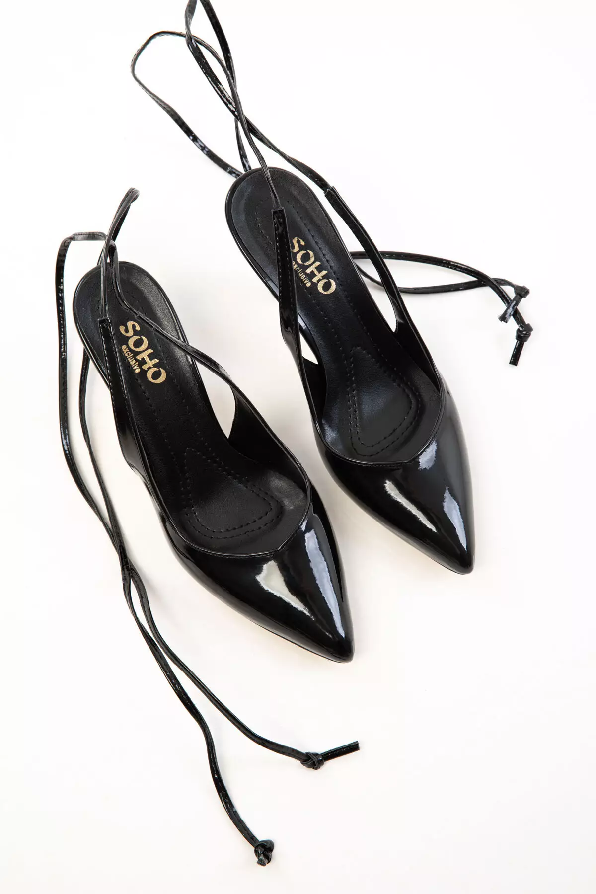 Black Patent Leather Women's Classic Heeled Shoes 15776