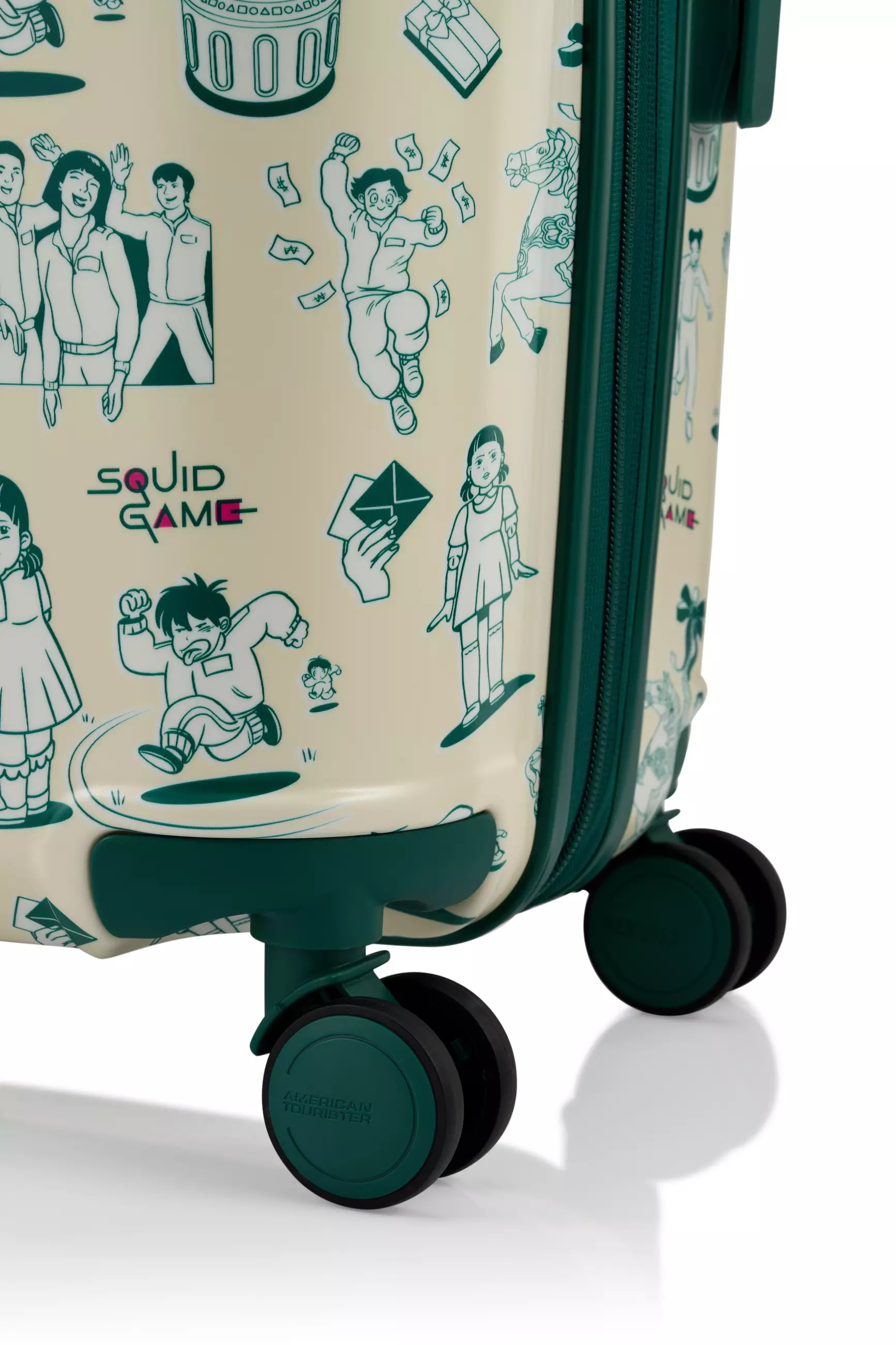 American Tourister Koper Hardcase Squid Game Spinner Medium 24 Inch TSA - Pearl/Deep Green