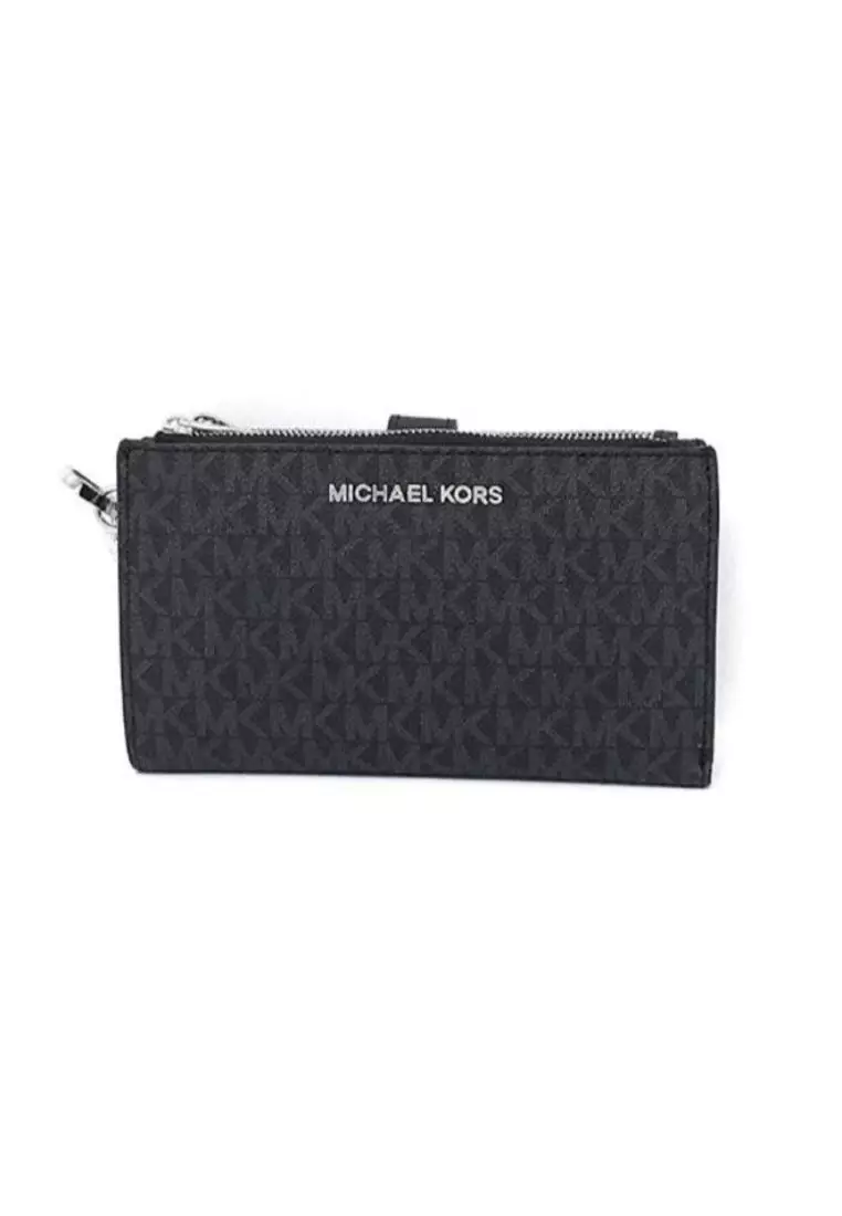 Michael kors double hot sale zip wristlet black