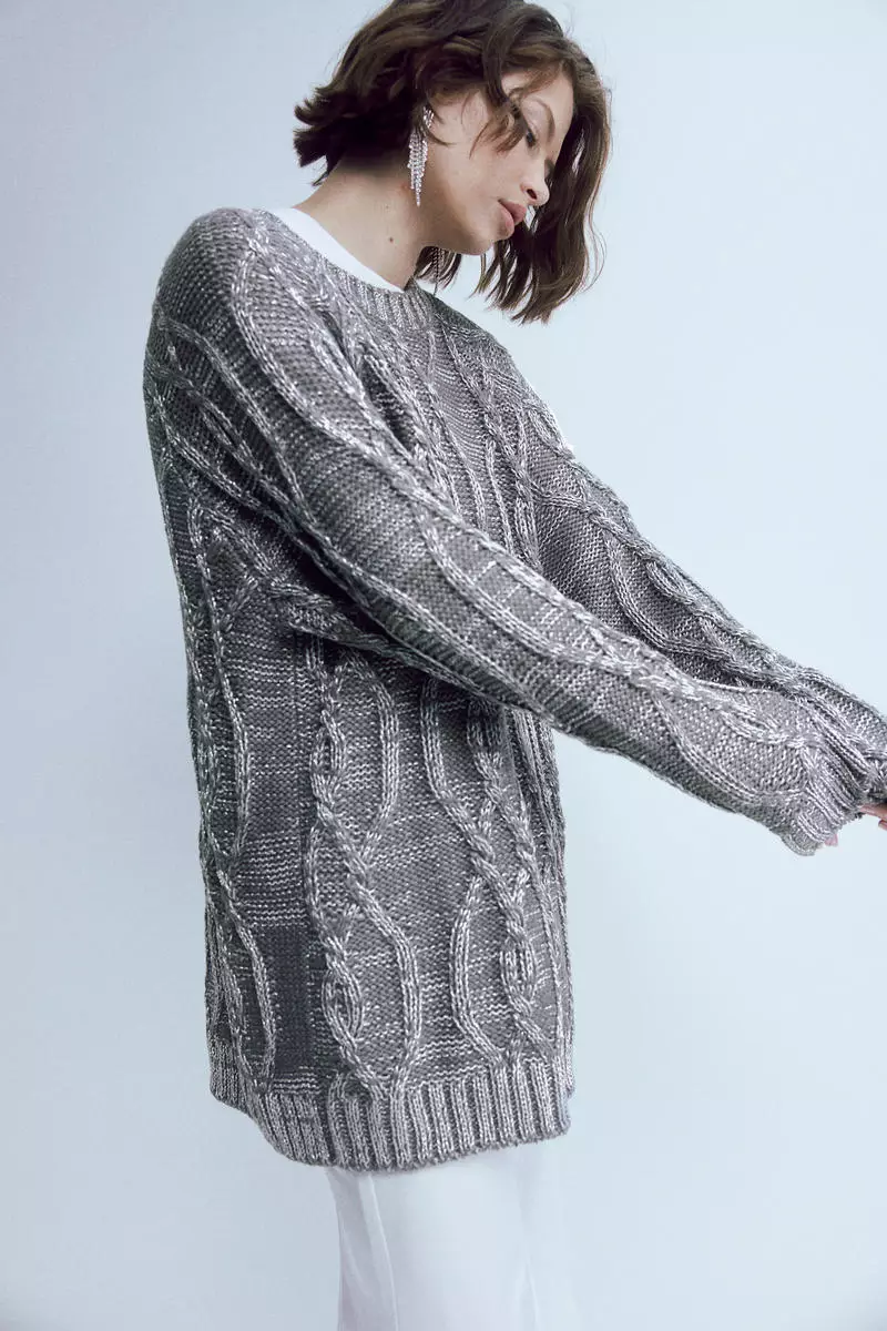 Oversized shimmering metallic jumper