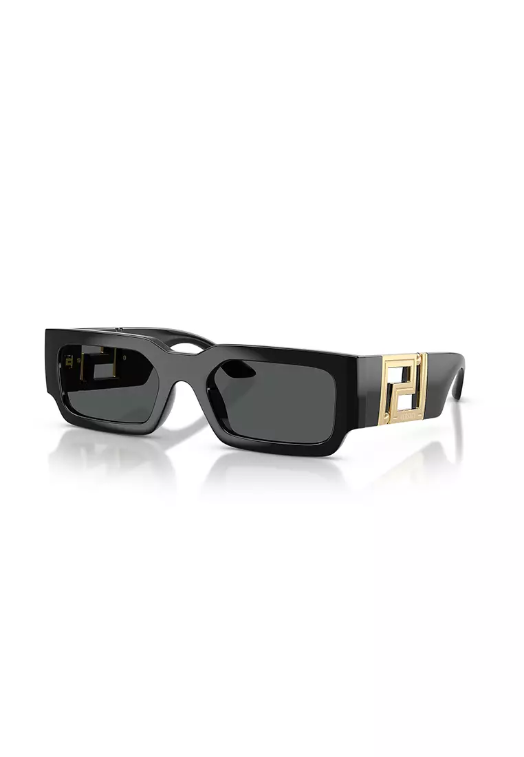 Buy Versace Men's Rectangle Frame Black Injected Sunglasses