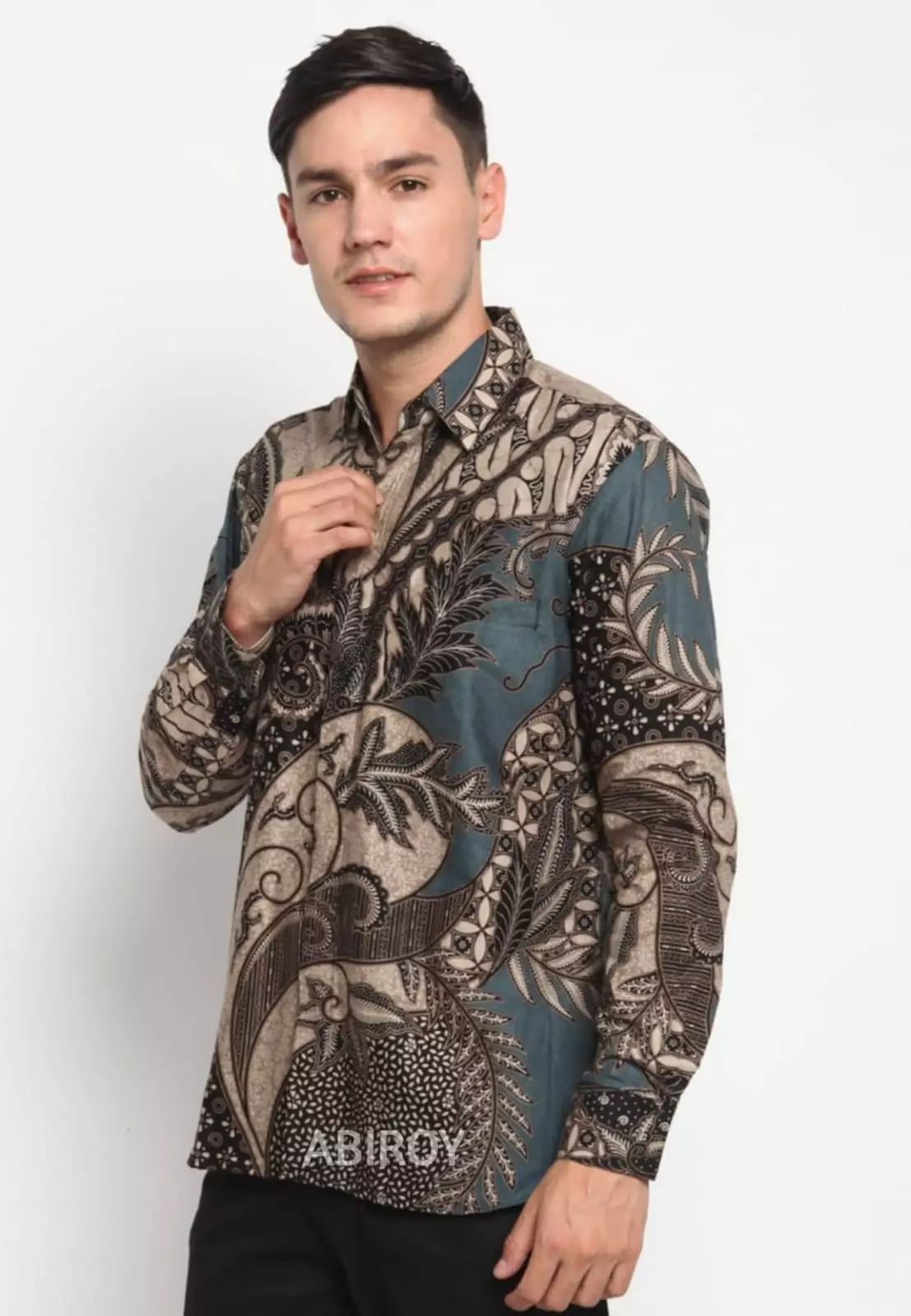 Kemeja Batik Pria Premium Slimfit Elegant Modern Lengan Panjang Wenang Blue