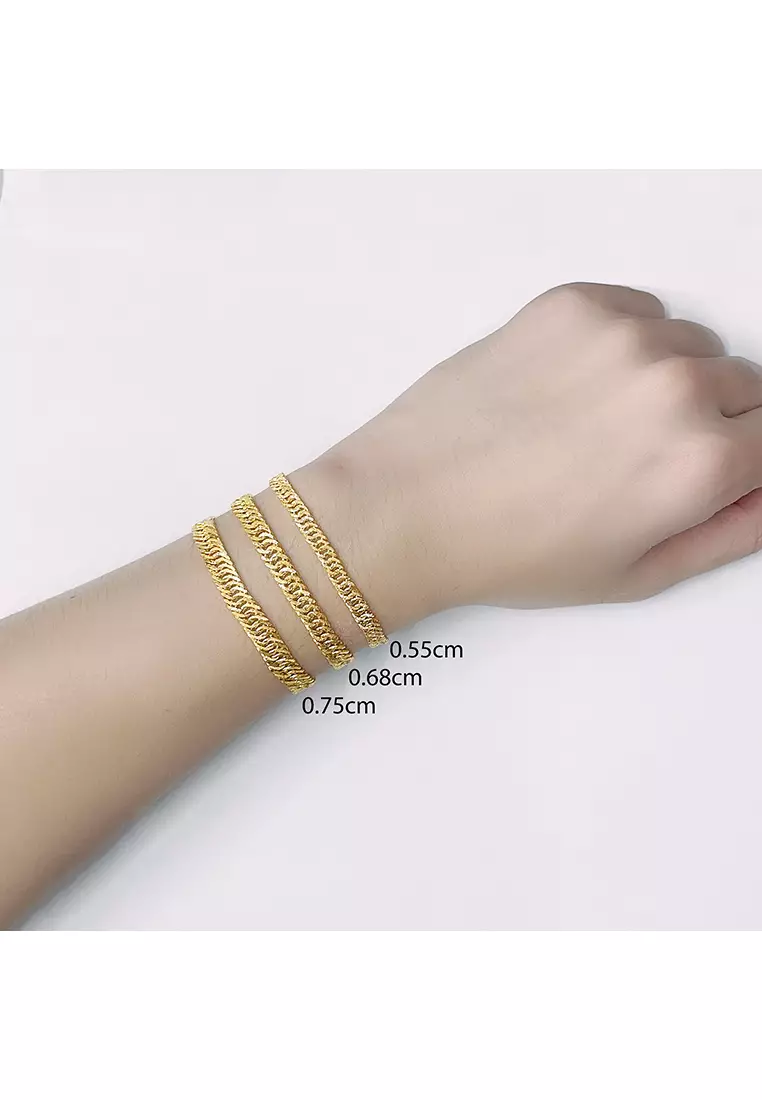 916/22K Gold Hollow Double Centipede Chain Bracelet T025 (0.65CM)
