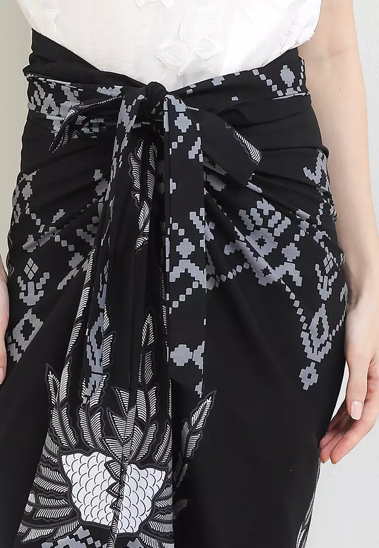 Rok Lilit Wanita Kondangan Batik Instant Octaviana Black