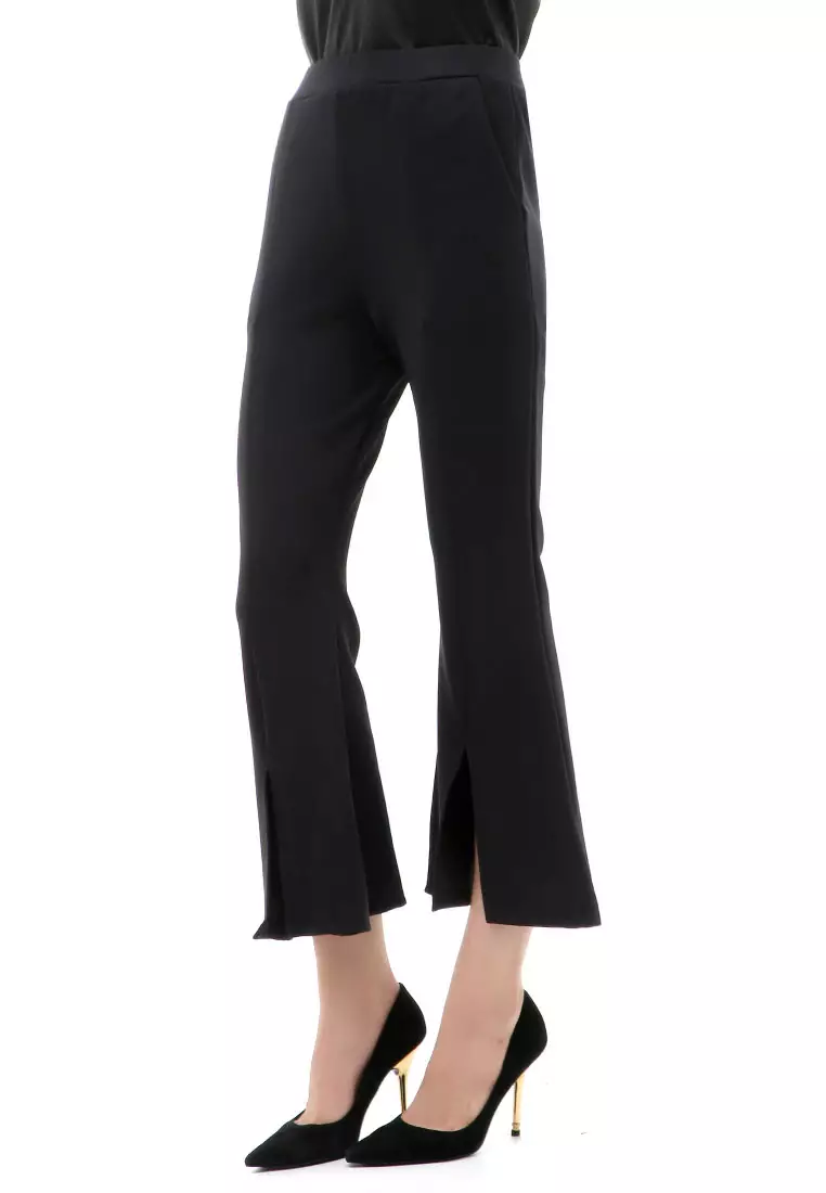 Jourel Long Pants Celana Panjang Casual Wanita Cutbray Split Comportable Material Scuba ORIGINAL - Black