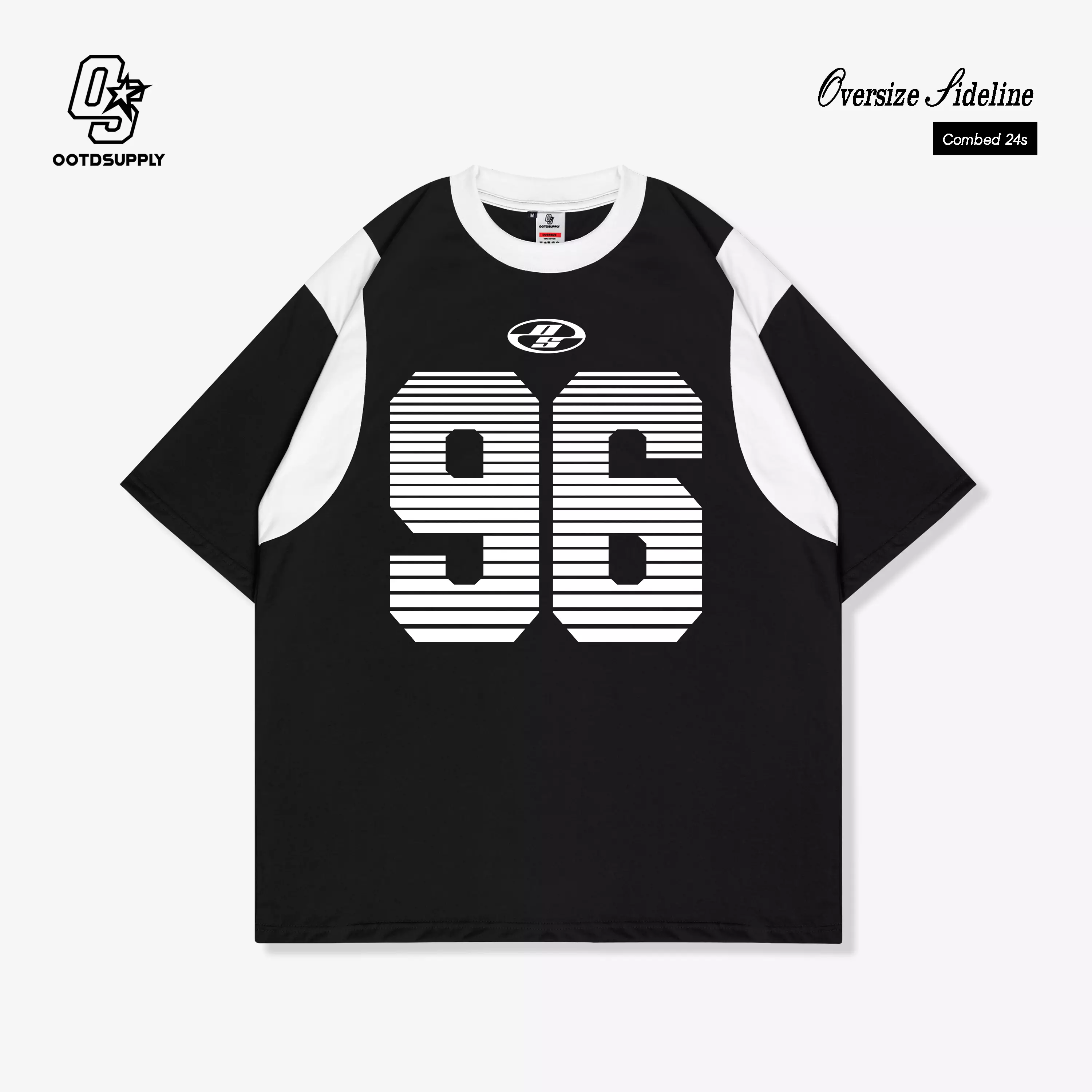 OOTDSUPPLY Oversized Side Line Corious 96 Black & Benhur | Oversize Pria & Wanita OVZSL005