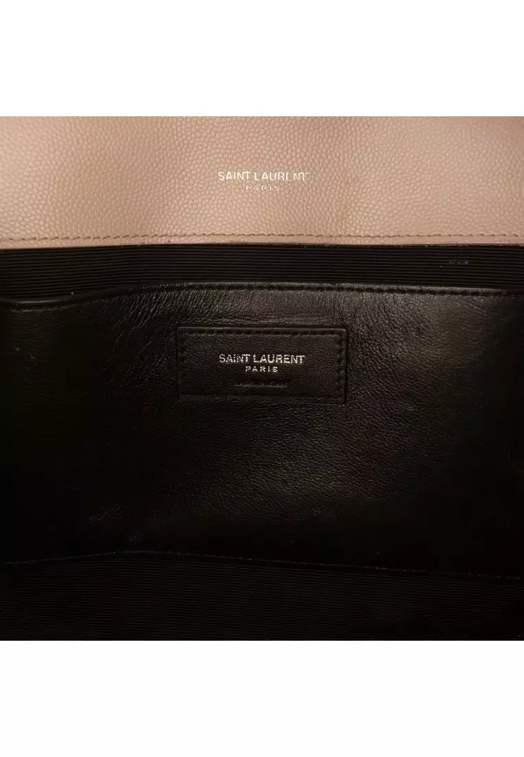 Pre-Loved Saint Laurent Medium Grain De Poudre Triquilt Monogram Envelope Bag