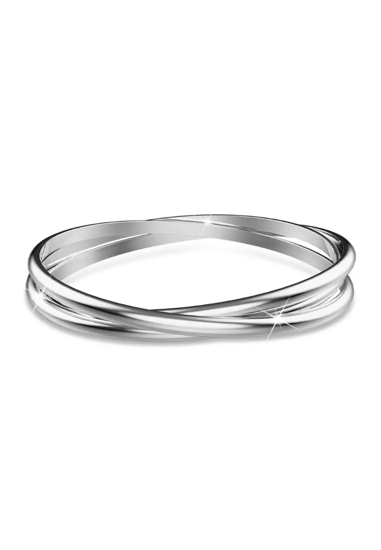 Solid 925 Sterling Silver 3 in 1 Interlink Wedding Ring