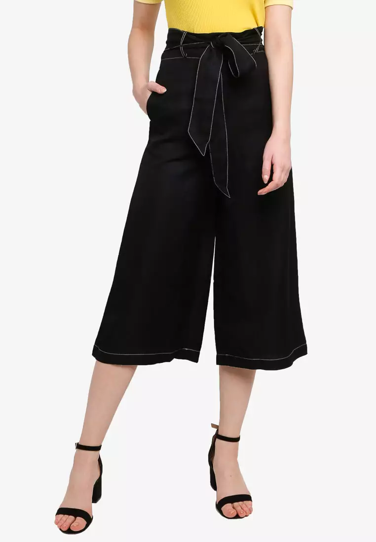 Buy Hopeshow Slim Fit Flare Capri Pants with Front Cuff Slits 2024 Online