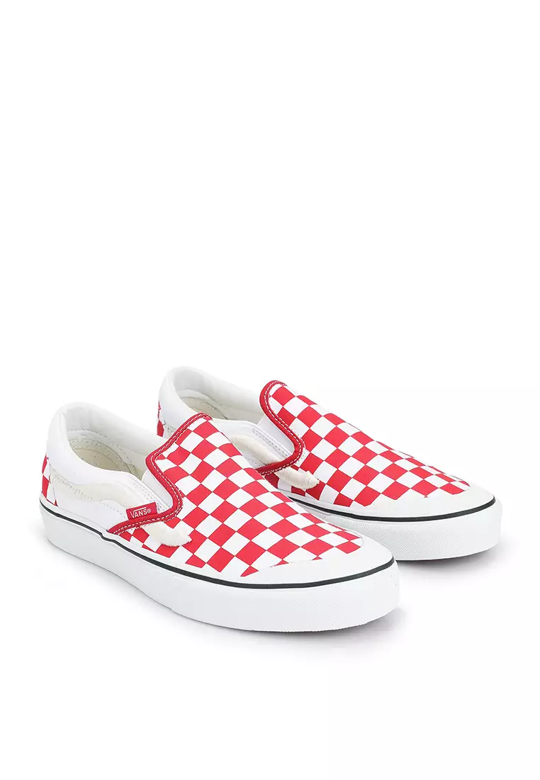 Red checkerboard slip on hot sale vans