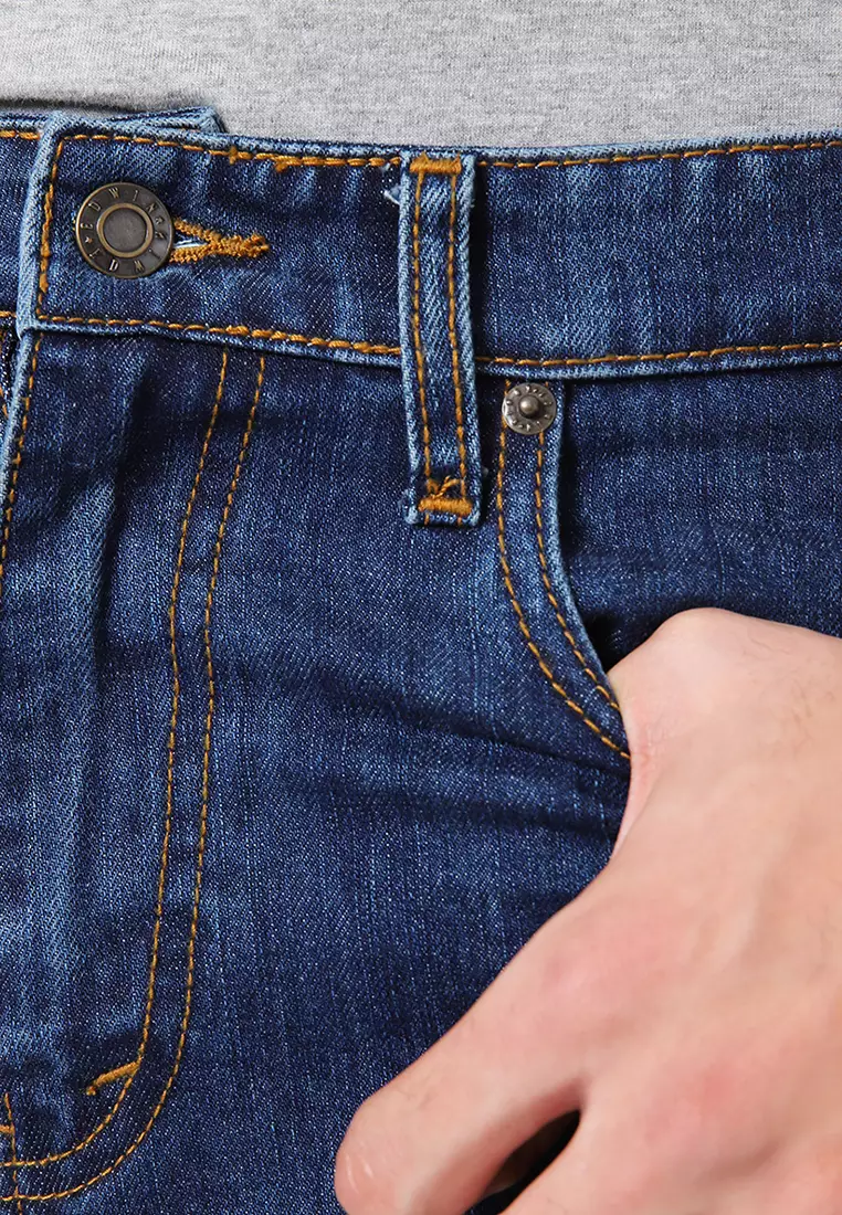 801 Reguler Fit Slub Jeans Blue Indigo - Celana Panjang Denim Pria