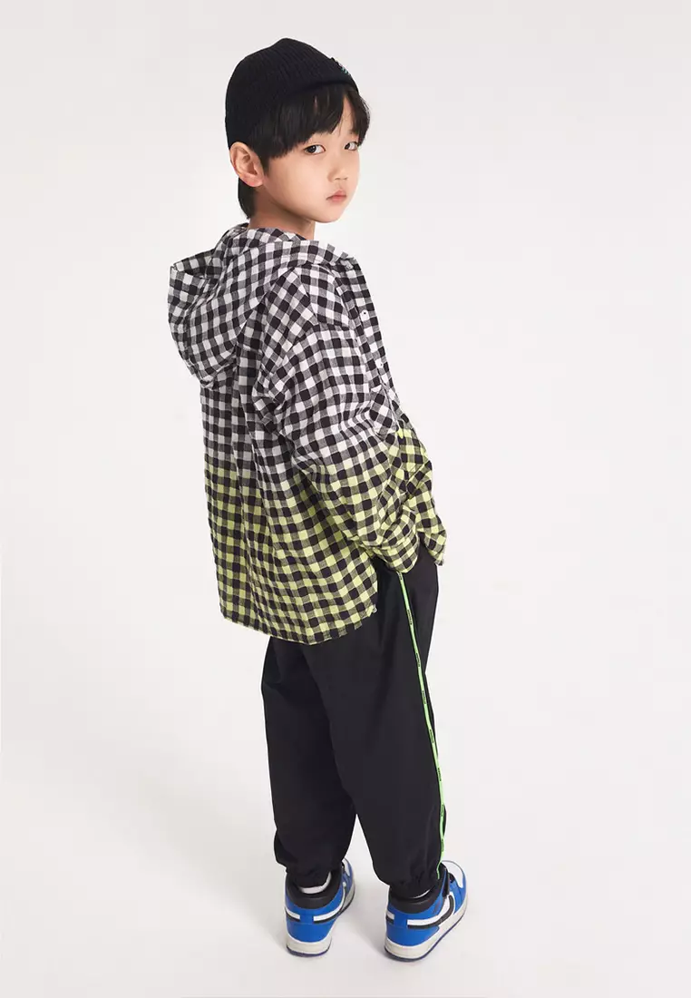 Checkered Long Sleeve Shirt With Hoodie