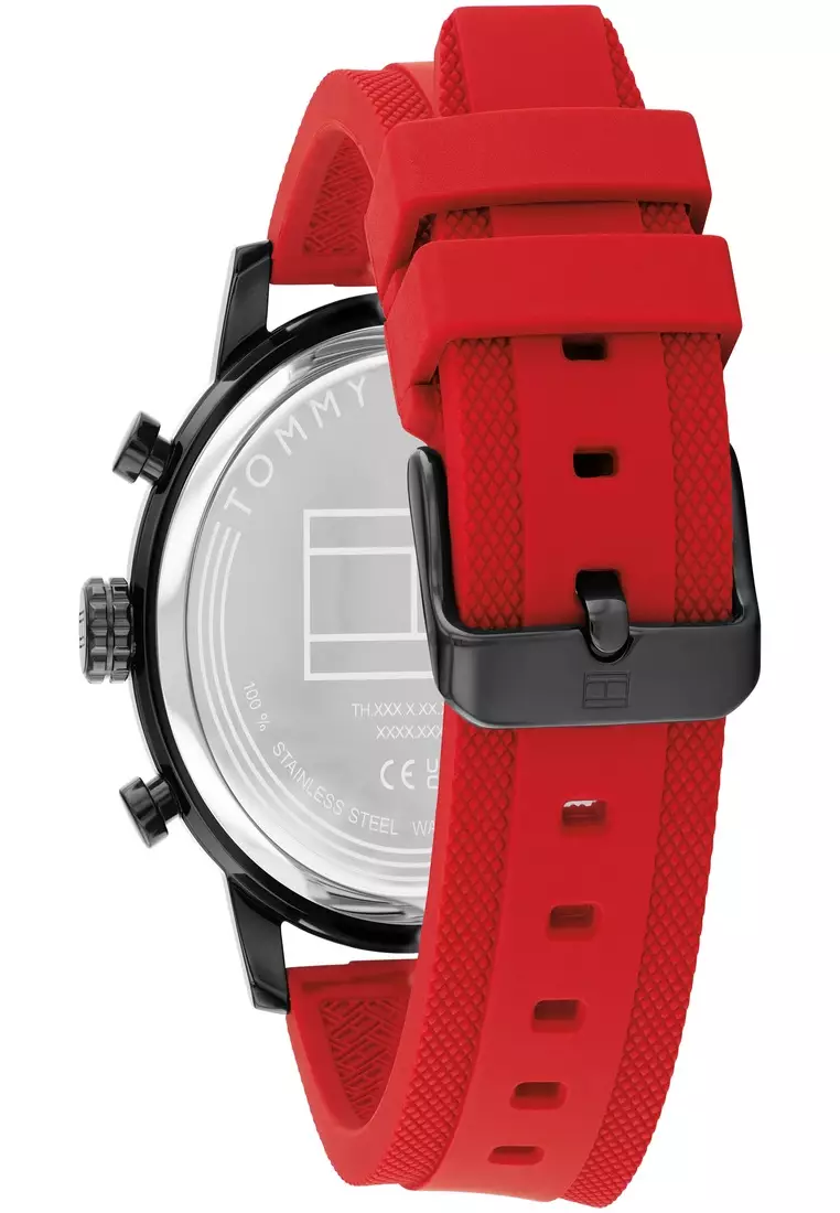 Men's Red Silicone Strap Chronograph Watch - TH1792178