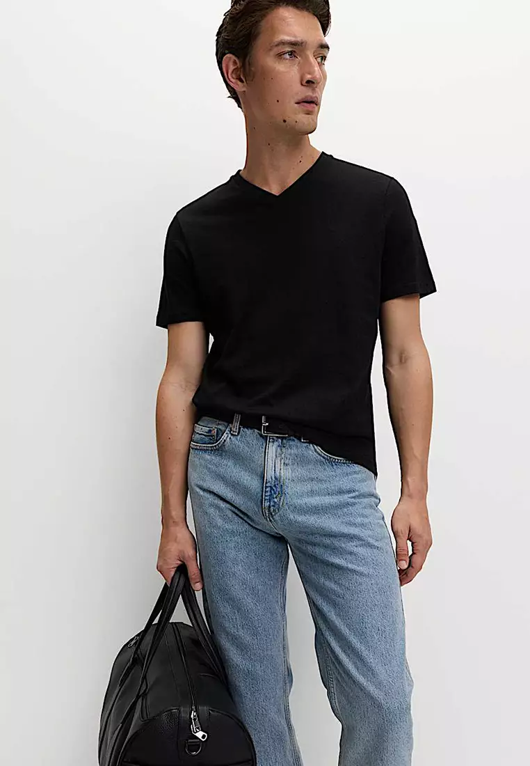 Pure Cotton V Neck T-Shirt