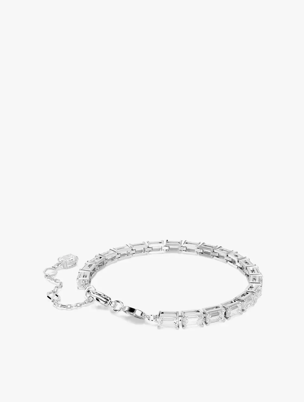 Matrix Tennis Bracelet, Baguette Cut, White, Rhodium Plated - White
