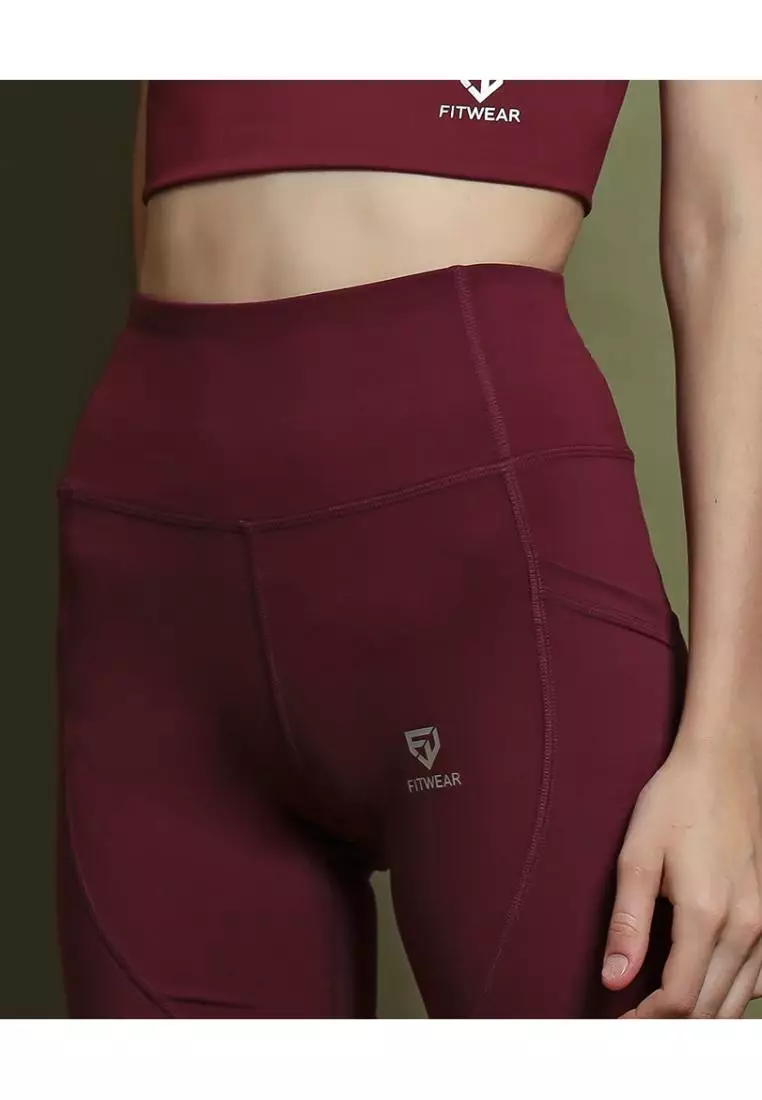 Fitwear - Celana / Legging Pendek Olahraga MARGO DRYFIT KNEE MESH - WINE