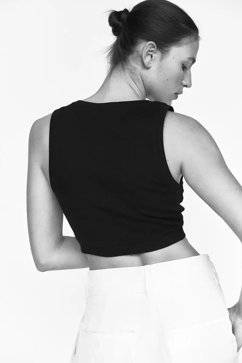 Cropped ribbed vest top