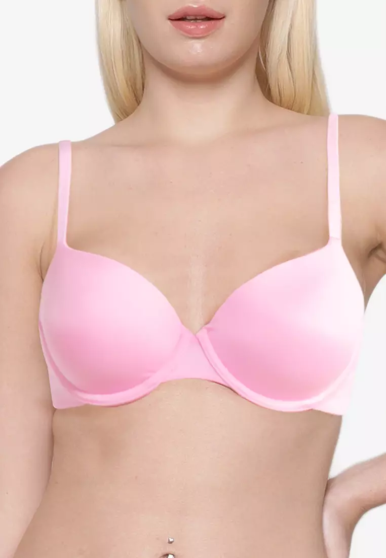 TQWQT Women Push Up Bra Plus Size No Underwire Soft Padding Lift Up T-Shirt  Bra Pink 42D