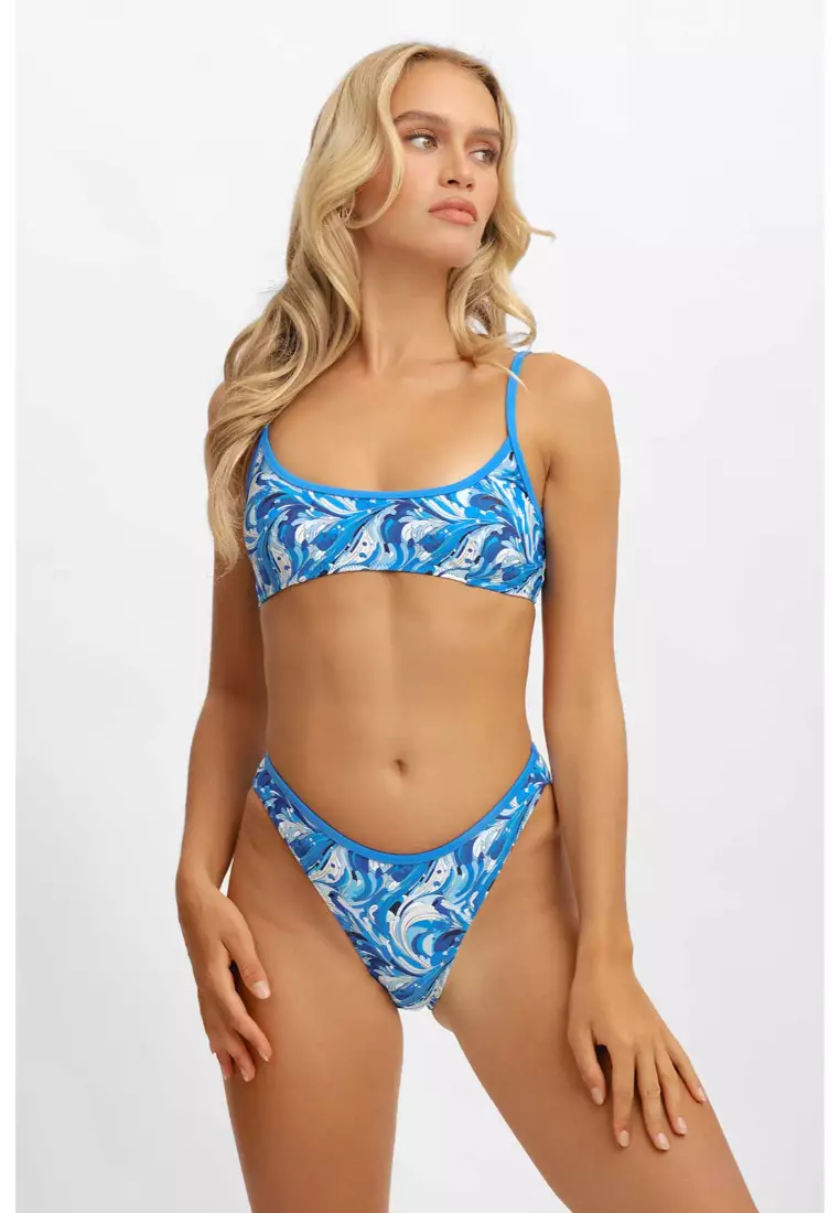 Lydia Scoop Neck Bikini Top / Blue Crush
