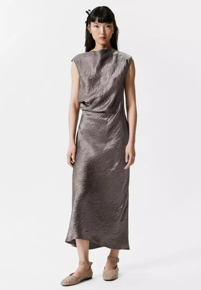 Bias-Cut Satin Midi Dress