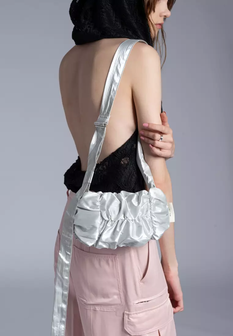 POPCORN SWING MINI Nylon Crossbody Bag Silver