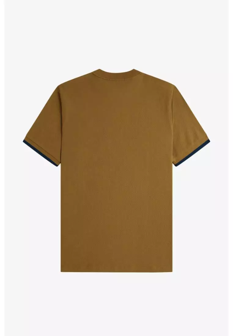 Fred Perry M4654 Tipped Cuff Pique Shirt (Shaded Stone)
