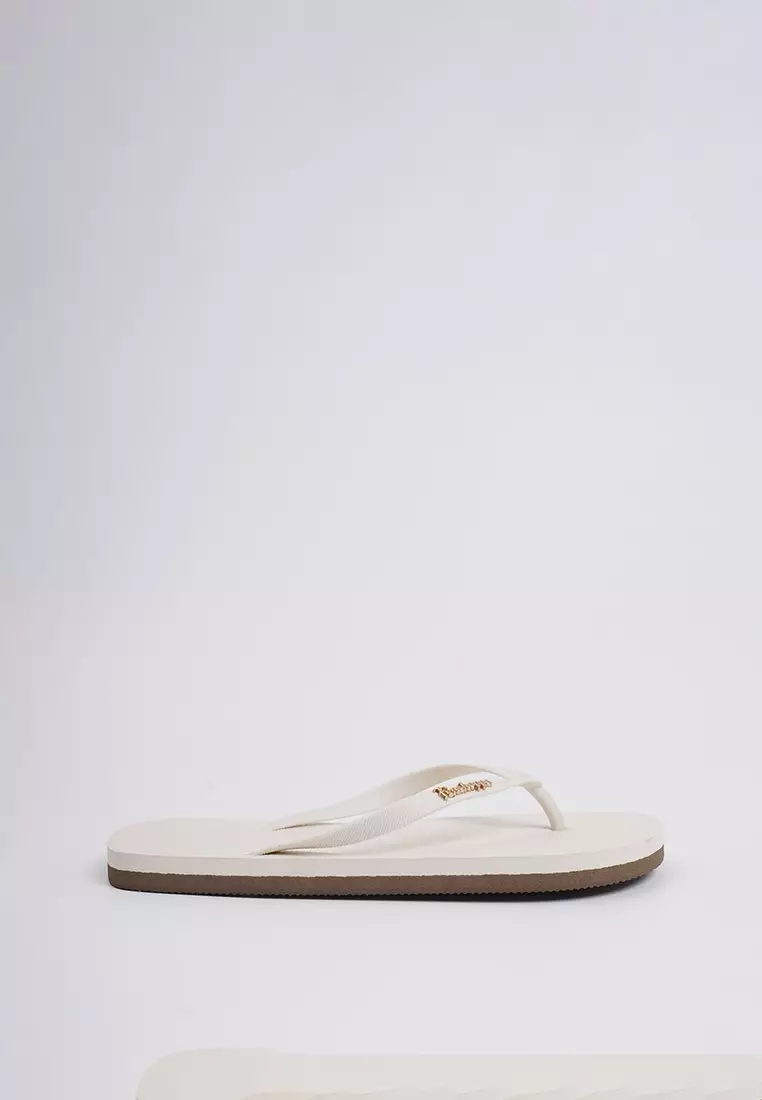 Discount on Penshoppe  shoes - SKU: Women's Flip Flops with Metal Branding and Contrast Outsole