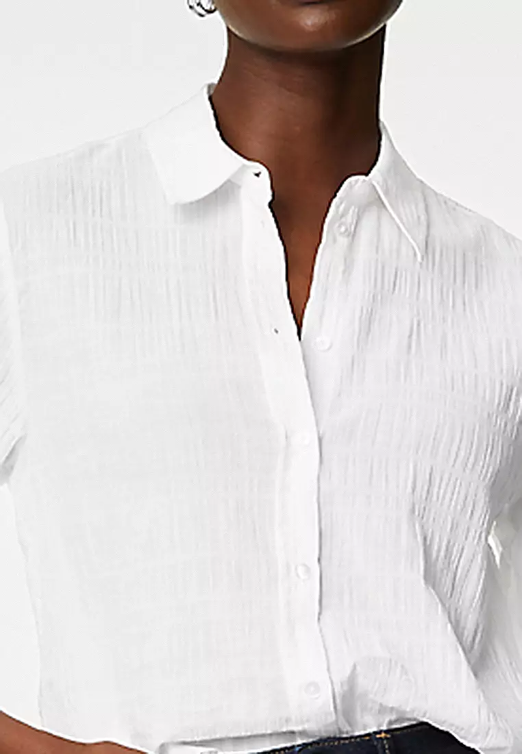 Cotton Rich Textured Collared Shirt