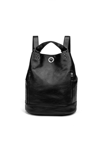 AOKING black Leather Ladies Backpack Crossbody Bag 2 IN 1 E36B9AC72802C6GS_1