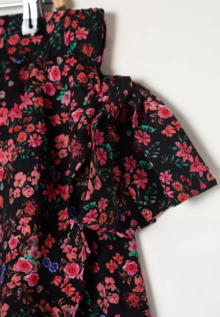 Multicolored Floral Woven Tie Plus Size Shorts Skirt TBBSS22SR0164