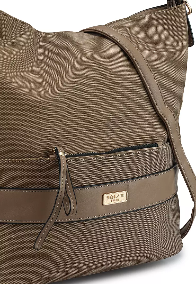 Duo-Texture Convertible Hobo Bag