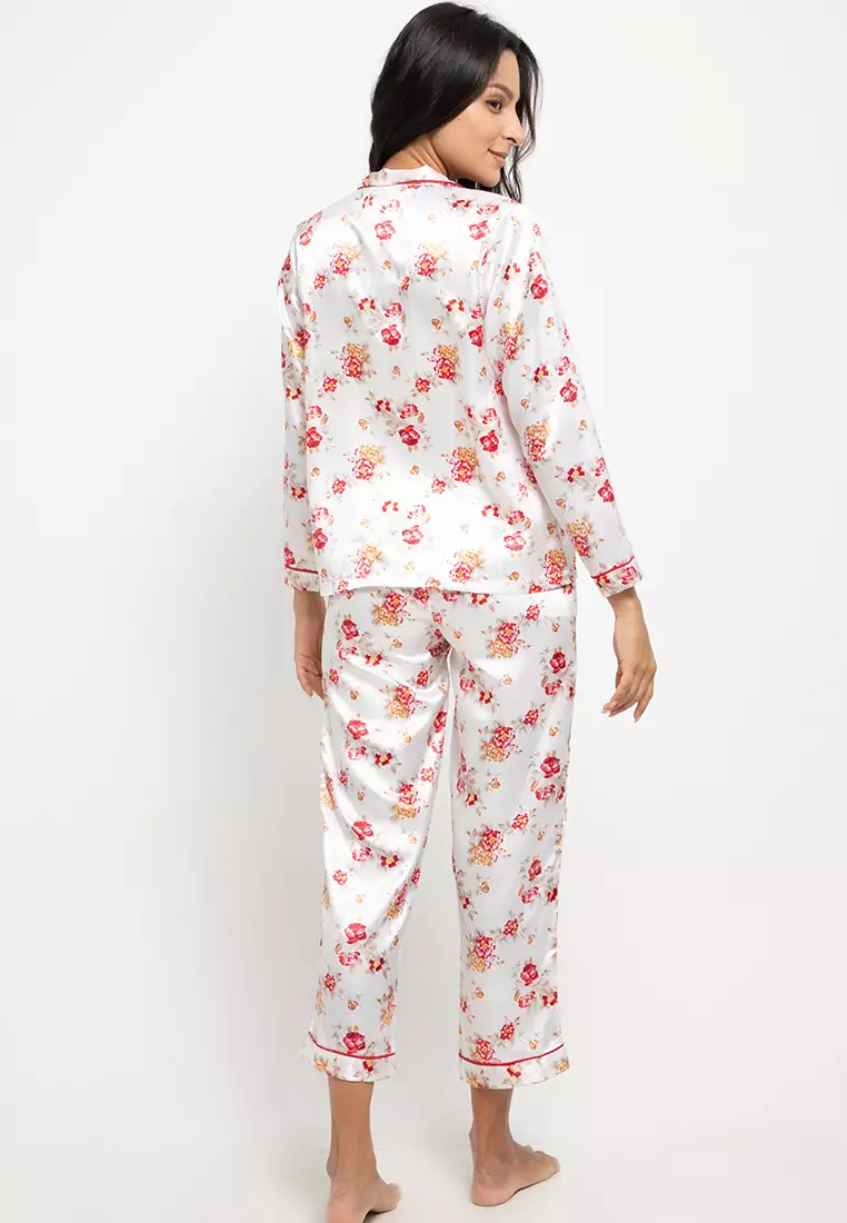Pyjama Pijama Satin Silk Long Sleeve Long Pants Sleepwear
