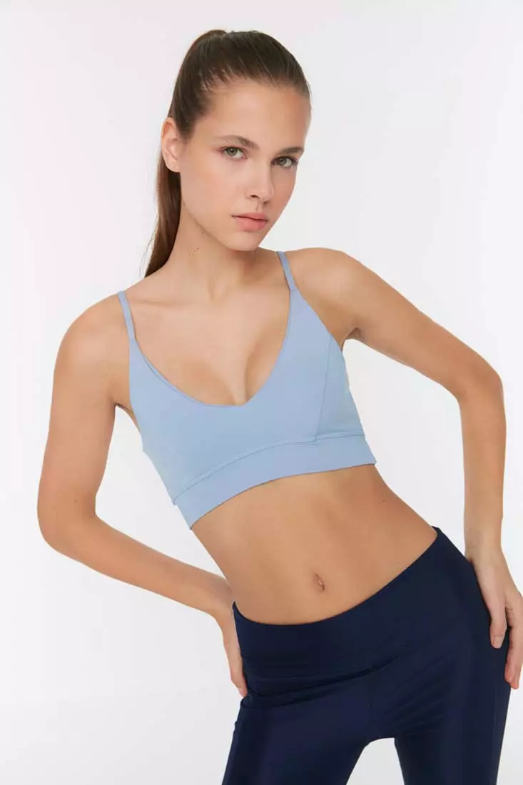 Buy online Lightly Padded Solid Sports Bra from lingerie for Women