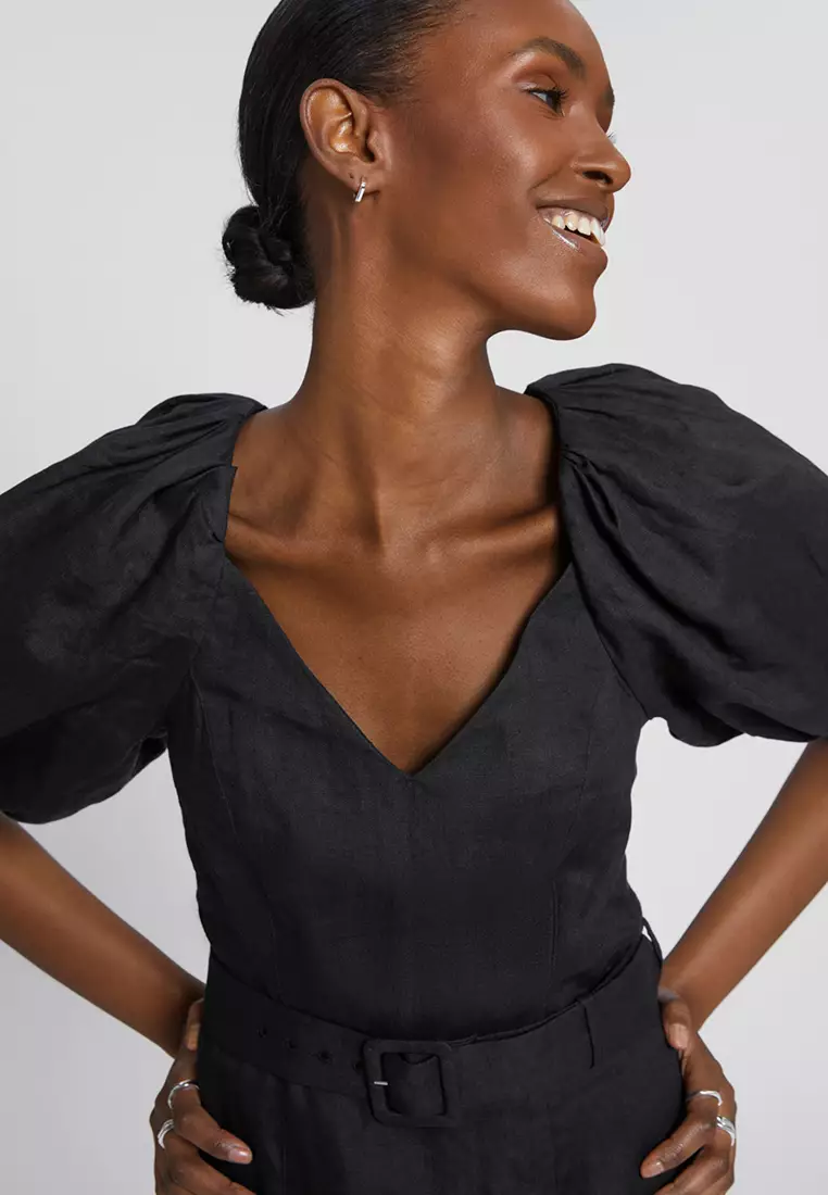 Black puff store sleeve dress zara